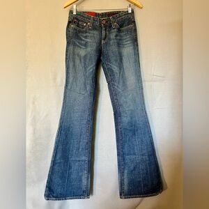 AG Adriano Goldschmied low rise Flair Jeans Women’s 25R Dark Wash Made in USA